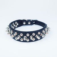 HKM-2422077 Round Studded Leather Dog Collar for Small to Medium Dogs - Willow Nail Design