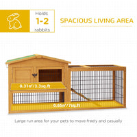 HKM-2423741 59" Two-Level Outdoor Rabbit Hutch with Openable Top in Yellow
