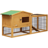 HKM-2423741 59" Two-Level Outdoor Rabbit Hutch with Openable Top in Yellow