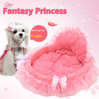 HKM-2424125 Cute Lace Princess Pet Bed for Dogs - Available in Pink, Purple, Blue, and Gray