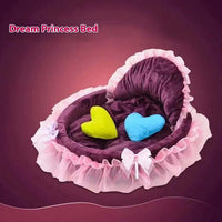 HKM-2424125 Cute Lace Princess Pet Bed for Dogs - Available in Pink, Purple, Blue, and Gray