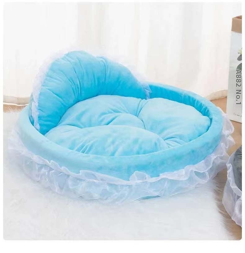 HKM-2424125 Cute Lace Princess Pet Bed for Dogs - Available in Pink, Purple, Blue, and Gray