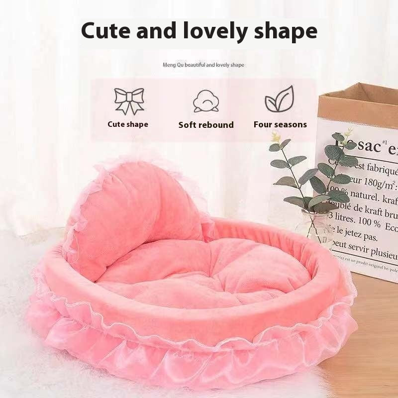 HKM-2424125 Cute Lace Princess Pet Bed for Dogs - Available in Pink, Purple, Blue, and Gray