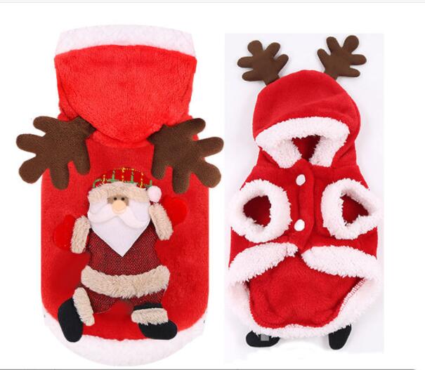 HKM-2424253 Red Flannel Santa Costume for Small Dogs, Christmas Pet Clothing, XS to XL Sizes