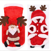 HKM-2424253 Red Flannel Santa Costume for Small Dogs, Christmas Pet Clothing, XS to XL Sizes