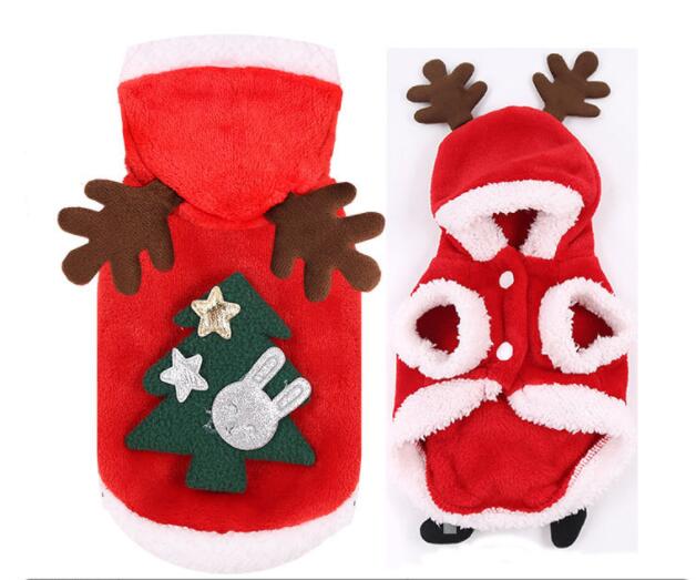HKM-2424253 Red Flannel Santa Costume for Small Dogs, Christmas Pet Clothing, XS to XL Sizes