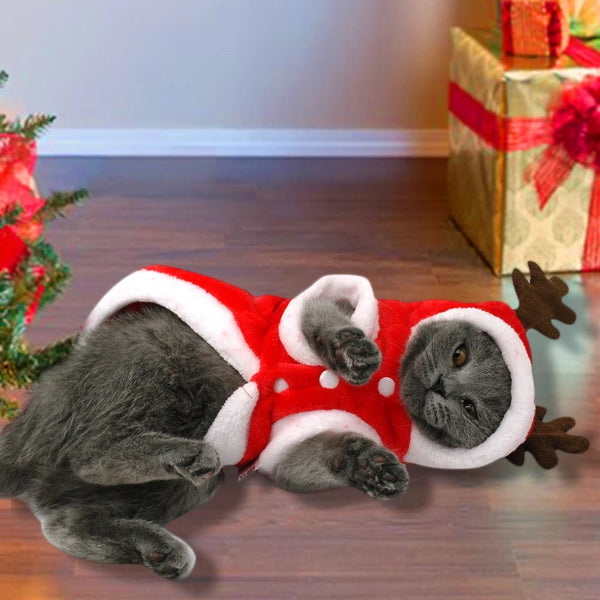 HKM-2424253 Red Flannel Santa Costume for Small Dogs, Christmas Pet Clothing, XS to XL Sizes