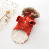 HKM-2424509 Hooded Cotton Coat for Dogs in Blue, Red, and Beige - Sizes S to XXL