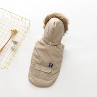 HKM-2424509 Hooded Cotton Coat for Dogs in Blue, Red, and Beige - Sizes S to XXL