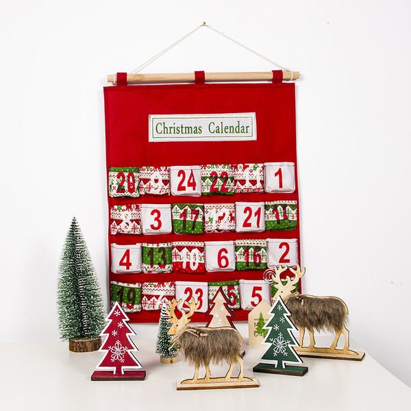 HKM-242451 Christmas Hanging Bag for Doll Calendar Storage - Non-Woven Fabric, Handcrafted Design