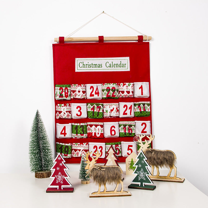 HKM-242451 Christmas Hanging Bag for Doll Calendar Storage - Non-Woven Fabric, Handcrafted Design
