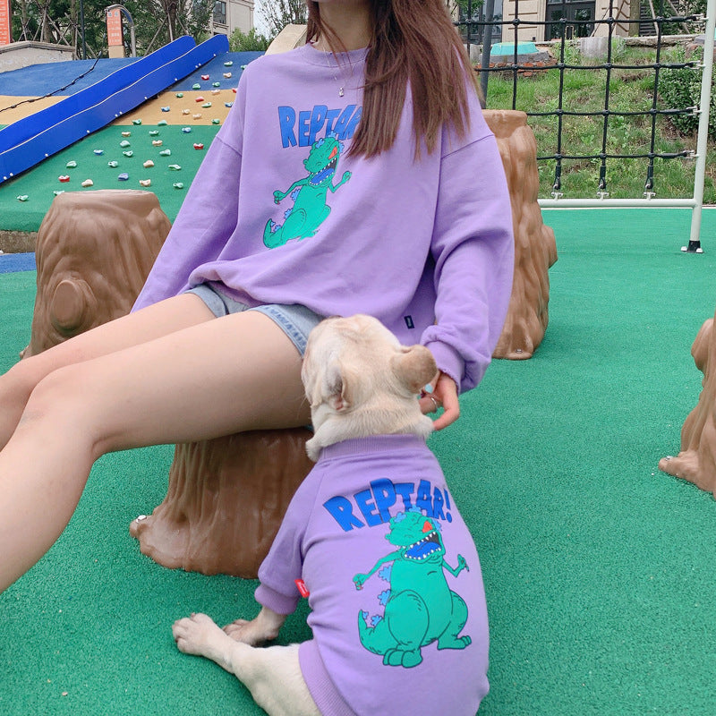 HKM-2425149 Matching Cotton Cartoon Print Pet Parent-Child Outfits in Various Colors