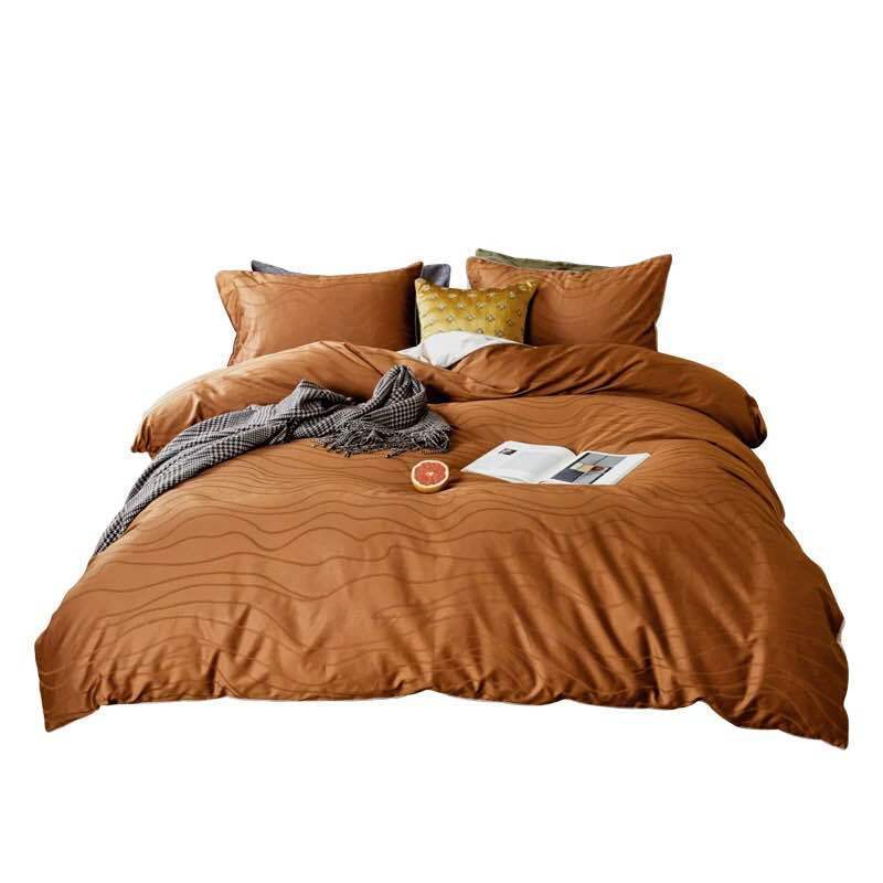 HKM-242515 Jacquard Cotton Quilt Cover Set - Striped Pure Cotton Bedding for 1.2m to 2.0m Beds