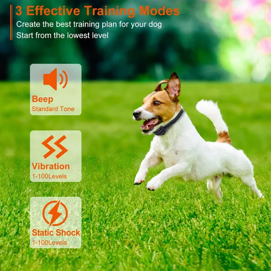 HKM-2425533 Waterproof Dog Training Collar with Beep, Vibration, and Electric Shock Features