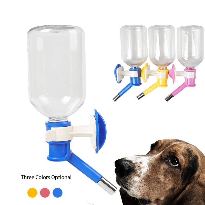 HKM-2425917 Pet Water Dispenser with Hanging Design - 500ml Capacity in Pink, Yellow, and Blue