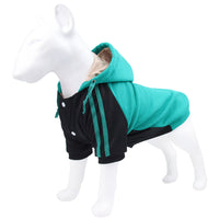 HKM-2426429 Striped Dog Hooded Sweater for Autumn and Winter in Blue, Yellow, Green, and Gray - Casual Fit, Multiple Sizes Available