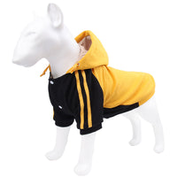 HKM-2426429 Striped Dog Hooded Sweater for Autumn and Winter in Blue, Yellow, Green, and Gray - Casual Fit, Multiple Sizes Available