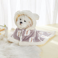 HKM-2426685 Cozy Flannel Hooded Pajamas for Pets - Warm and Thickened Sleepwear in White, Gray, Pink