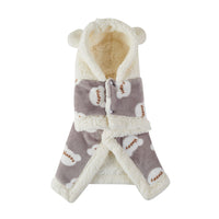 HKM-2426685 Cozy Flannel Hooded Pajamas for Pets - Warm and Thickened Sleepwear in White, Gray, Pink