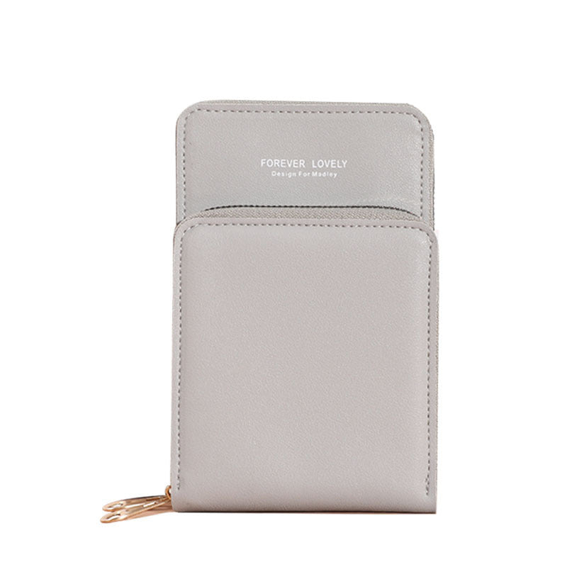 HKM-242707 Pure Color Small Diagonal Mini Wallet with Touch Screen, PU Leather, Multiple Colors Available
