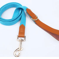 HKM-2427837 Canvas Rope Collar with Leather Stitching in Various Colors and Sizes