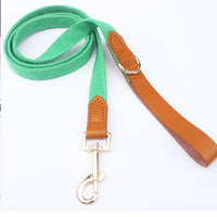 HKM-2427837 Canvas Rope Collar with Leather Stitching in Various Colors and Sizes