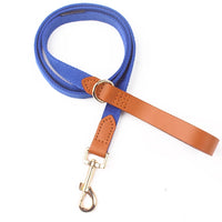 HKM-2427837 Canvas Rope Collar with Leather Stitching in Various Colors and Sizes