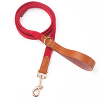 HKM-2427837 Canvas Rope Collar with Leather Stitching in Various Colors and Sizes