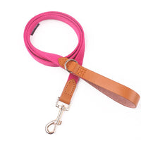 HKM-2427837 Canvas Rope Collar with Leather Stitching in Various Colors and Sizes