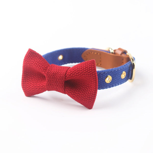 HKM-2427837 Canvas Rope Collar with Leather Stitching in Various Colors and Sizes