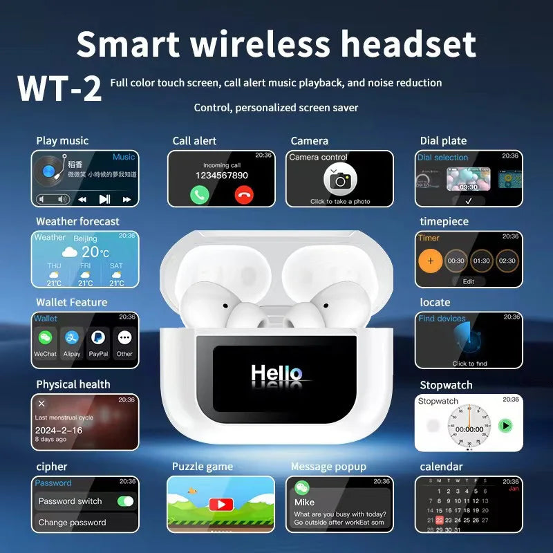 HKM-242835 Wireless Earbuds A8 Pro with Hi-Fi Sound, Noise Cancelling, Waterproof, and Built-in Microphone