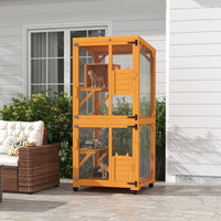 HKM-2429885 Cat Tree House with Multifunctional Cabinet Design and Scratching Posts