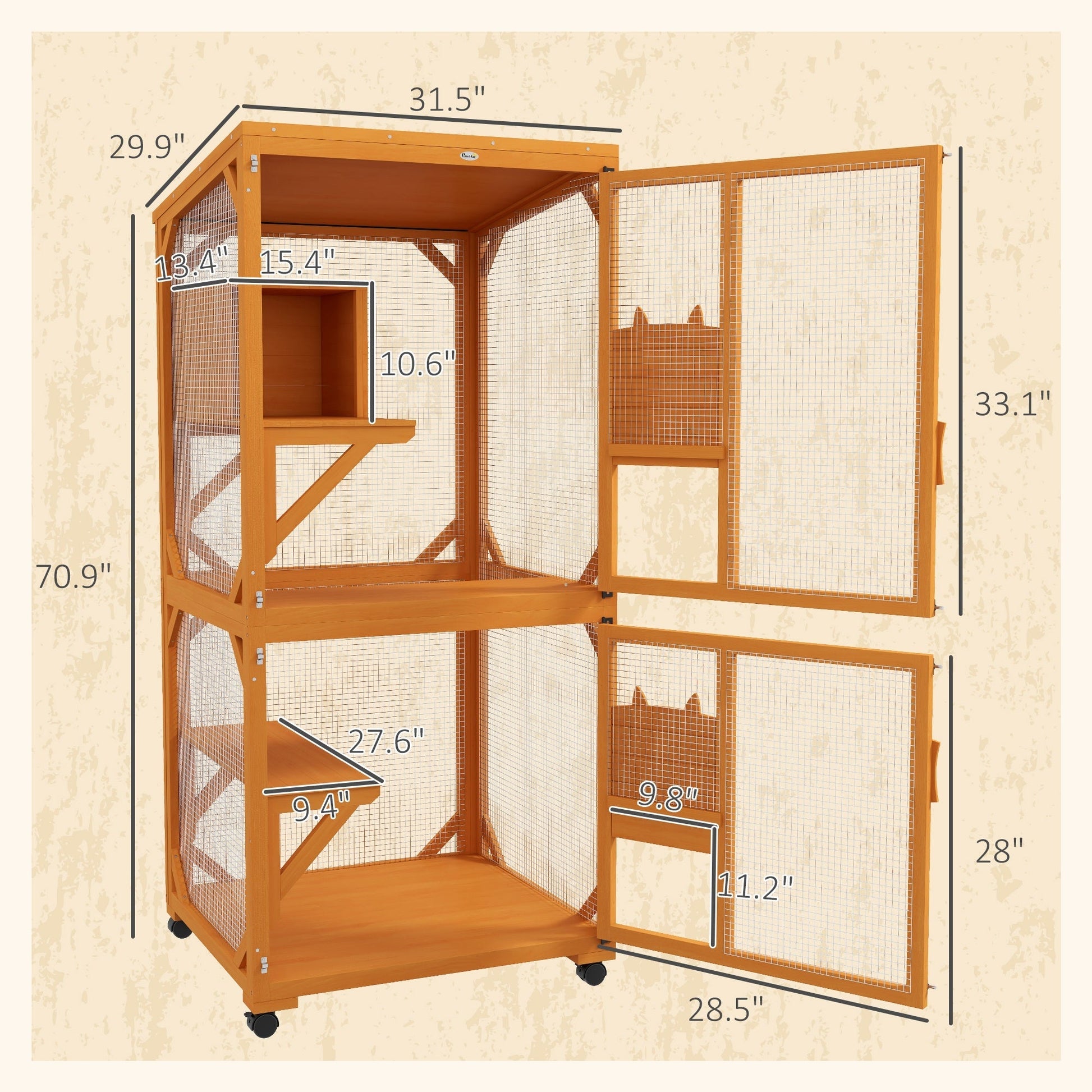 HKM-2429885 Cat Tree House with Multifunctional Cabinet Design and Scratching Posts