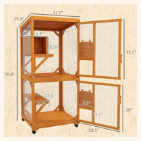 HKM-2429885 Cat Tree House with Multifunctional Cabinet Design and Scratching Posts