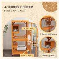 HKM-2429885 Cat Tree House with Multifunctional Cabinet Design and Scratching Posts