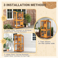 HKM-2429885 Cat Tree House with Multifunctional Cabinet Design and Scratching Posts