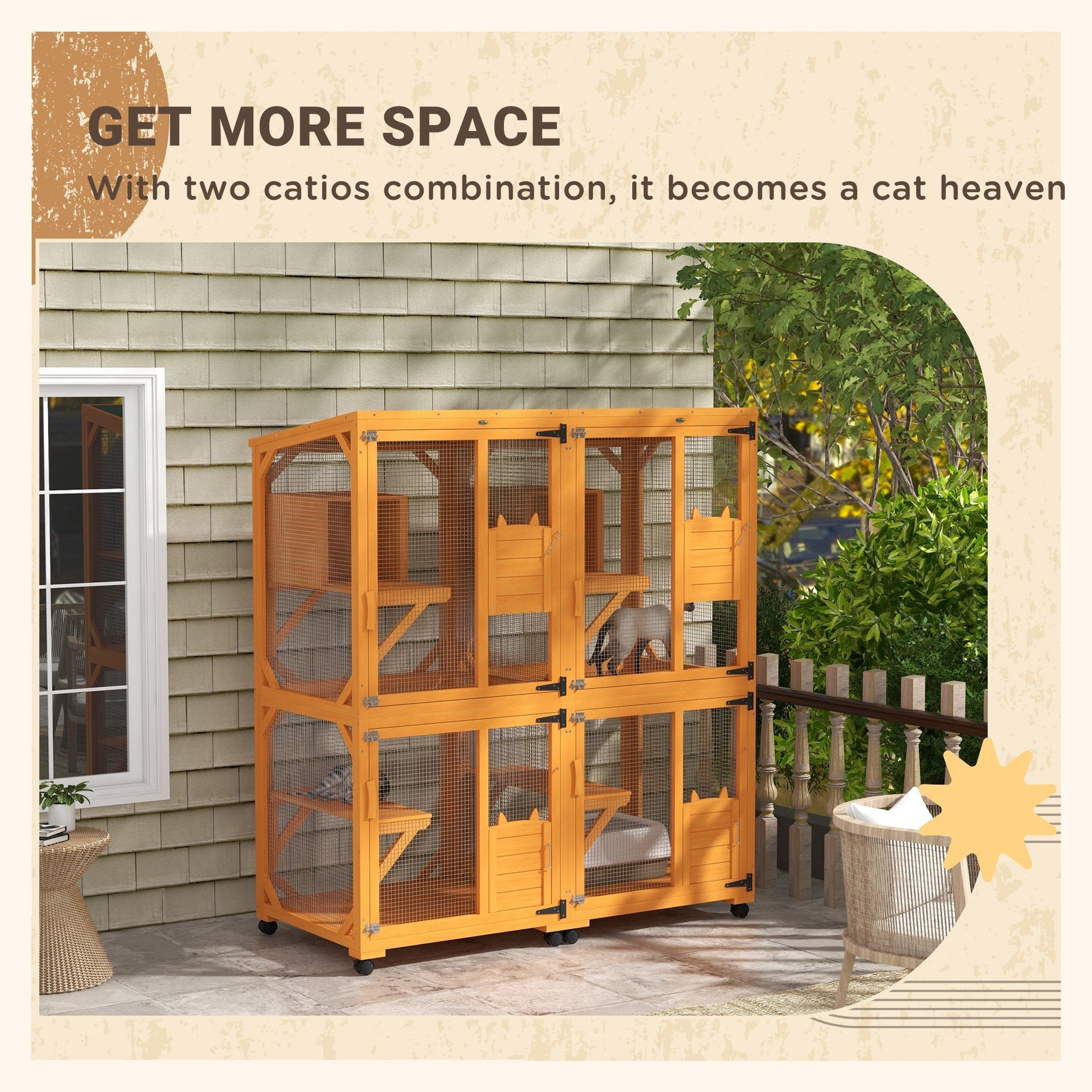 HKM-2429885 Cat Tree House with Multifunctional Cabinet Design and Scratching Posts
