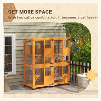 HKM-2429885 Cat Tree House with Multifunctional Cabinet Design and Scratching Posts