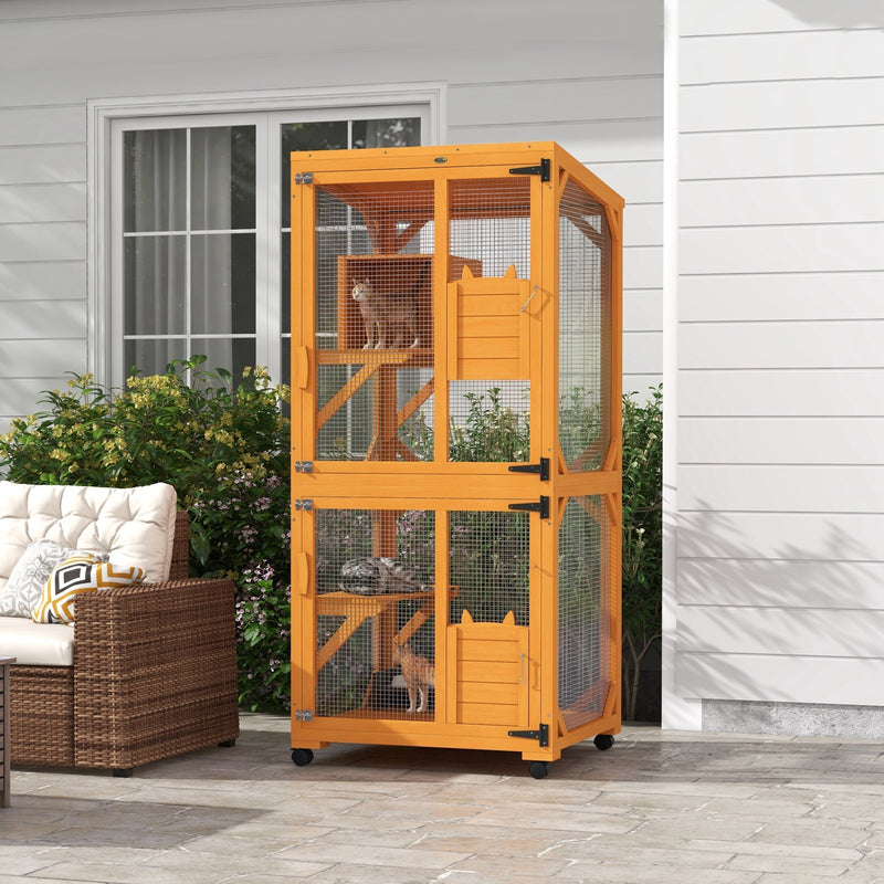HKM-2429885 Cat Tree House with Multifunctional Cabinet Design and Scratching Posts