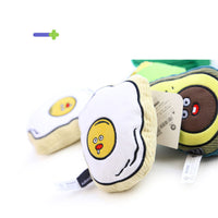 HKM-2430653 Plush Dog Toy - Striped Avocado Shape for Pets, Soft Cotton Fabric, 14x11x5 cm