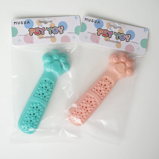 HKM-2431421 Bite Toy Dog Toothbrush for Teeth Cleaning - TPR Material, Cherry Blossom Pink & Mint Green