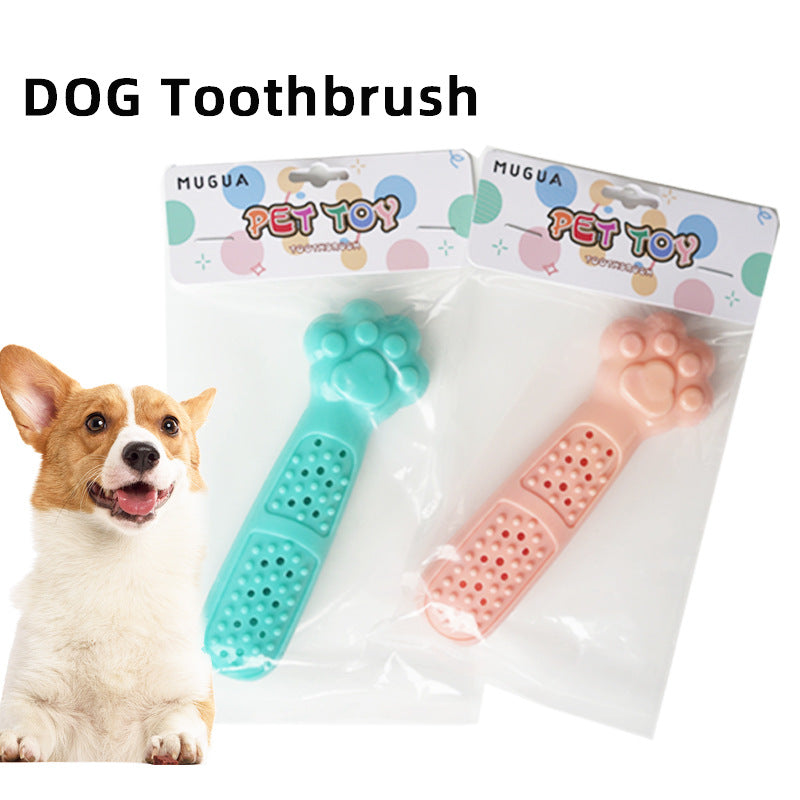 HKM-2431421 Bite Toy Dog Toothbrush for Teeth Cleaning - TPR Material, Cherry Blossom Pink & Mint Green