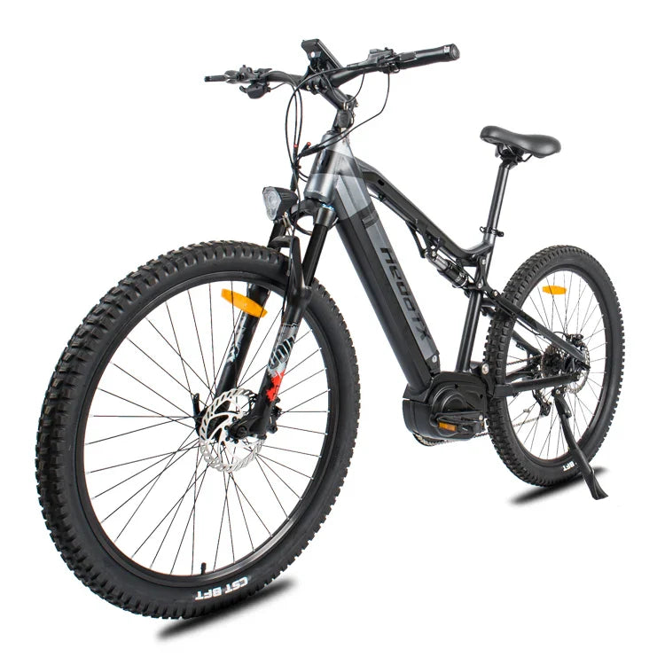 HKM-243155 Full Suspension Electric Mountain Bike 27.5" Wheels 48V 500W Lithium Battery Central Motor 9-Speed