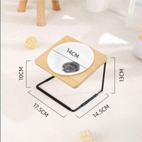 HKM-2431805 Ceramic Cat Bowl with Bamboo & Iron Rack for Chin and Neck Protection - 350ml Capacity
