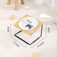 HKM-2431805 Ceramic Cat Bowl with Bamboo & Iron Rack for Chin and Neck Protection - 350ml Capacity
