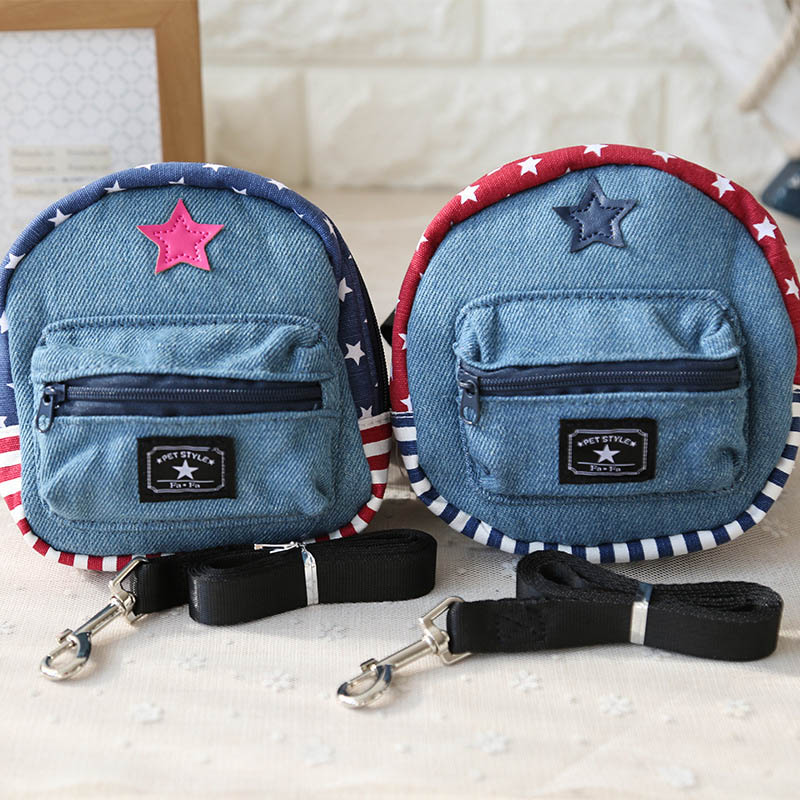 HKM-2432061 Pet Denim Schoolbag - Cartoon Style for Small Pets, Size S & L Available