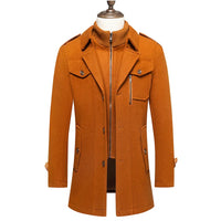 HKM-243219 Men's Waterproof Detachable Woolen Overcoat Hairy Warm Winter Jacket for Business Use