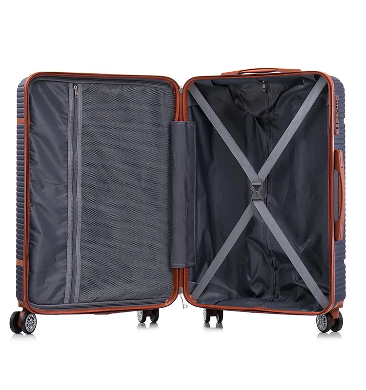 HKM-243219 Vintage Style ABS Trolley Luggage Set with Customisable Tag - 3 Pieces