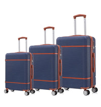 HKM-243219 Vintage Style ABS Trolley Luggage Set with Customisable Tag - 3 Pieces