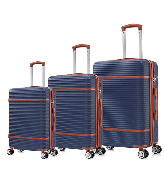HKM-243219 Vintage Style ABS Trolley Luggage Set with Customisable Tag - 3 Pieces